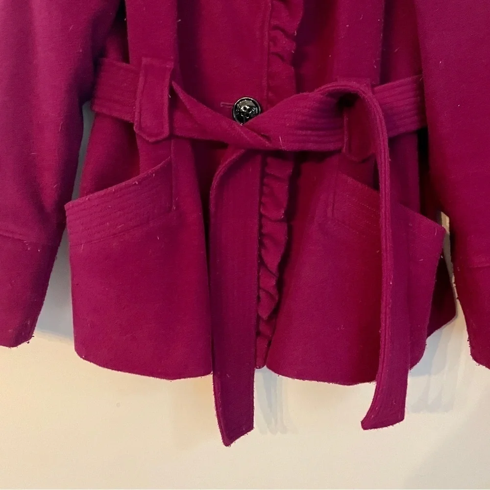 Steve Madden Extra Large XL Fuschia Peacoat Button Jacket Coat Ruffle